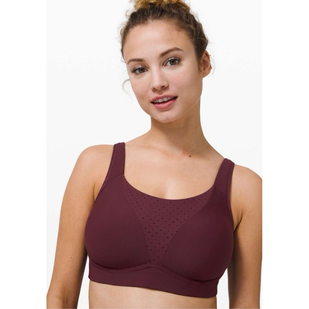Lululemon Run Times High Support Sports Bra Sz 32E Cassis Burgundy